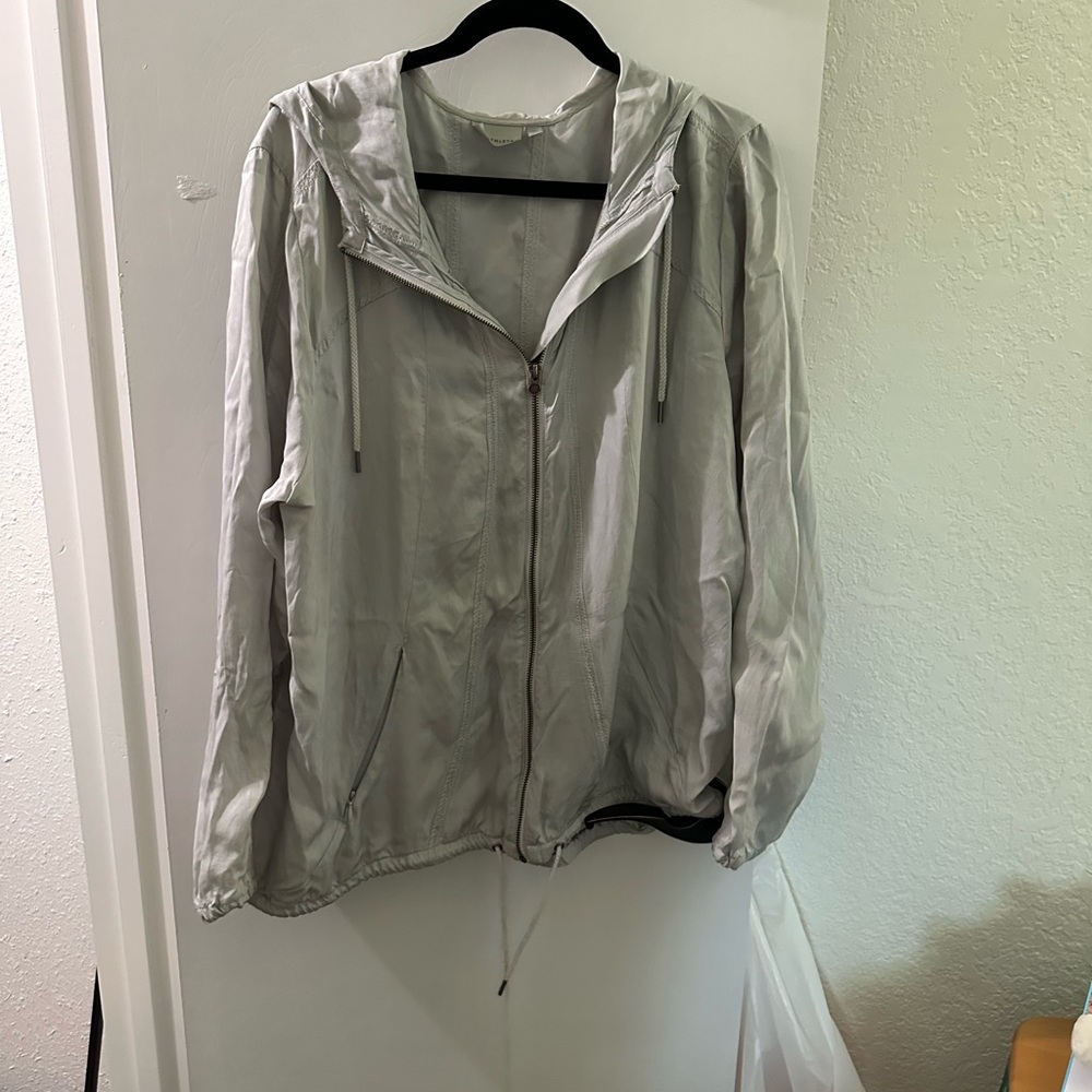 Athleta Water Resistant Light Gray Women's Hooded Zip Jacket